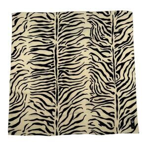 Jungle Fever Zebra Print Square Scarf 27x27 Black White Animal Print
